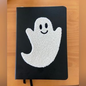 Cute ghost 👻 spooky black lined journal w/ ribbon bookmarks